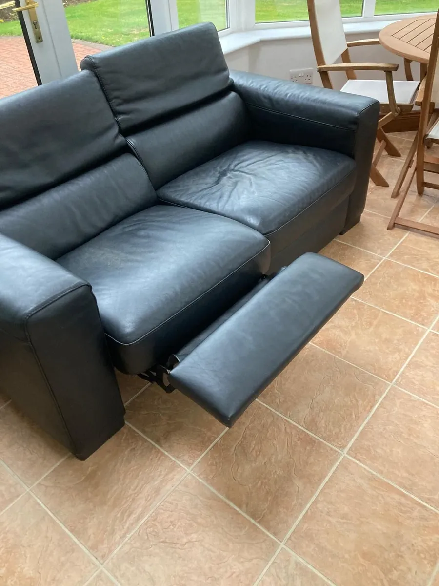 2 Seater Black Leather Couch - Free - Image 2