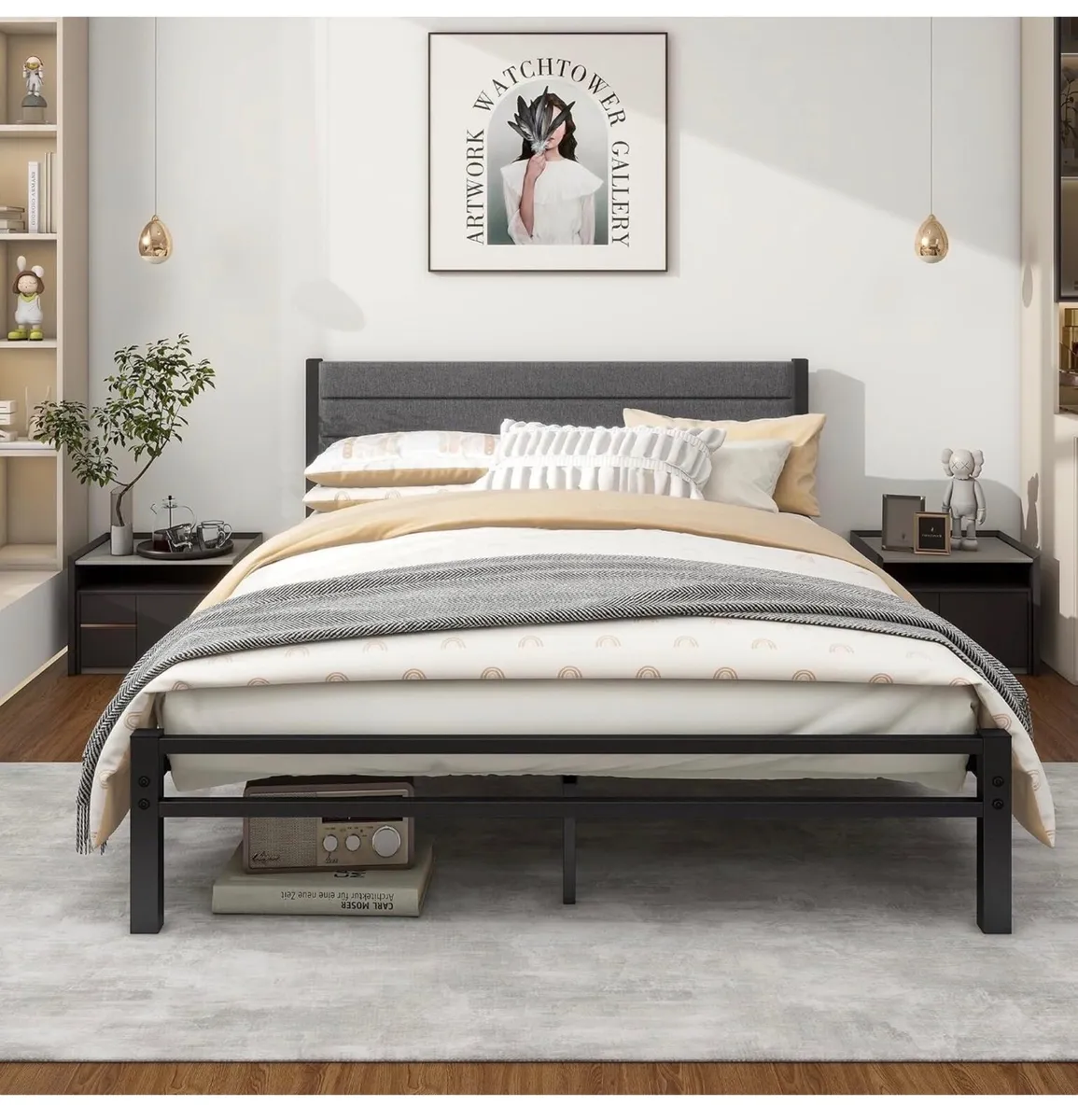 King Size Bed Frame with Storage, 5ft Upholstered - Image 4