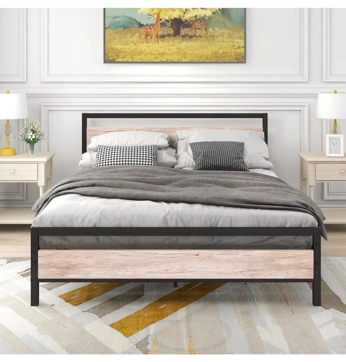 King Size Bed Frame with Headboard,Metal Bed Frame - Image 4