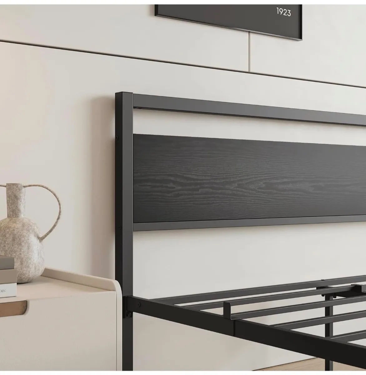 King Size Bed Frame with Headboard,Platform Bed Fr - Image 4