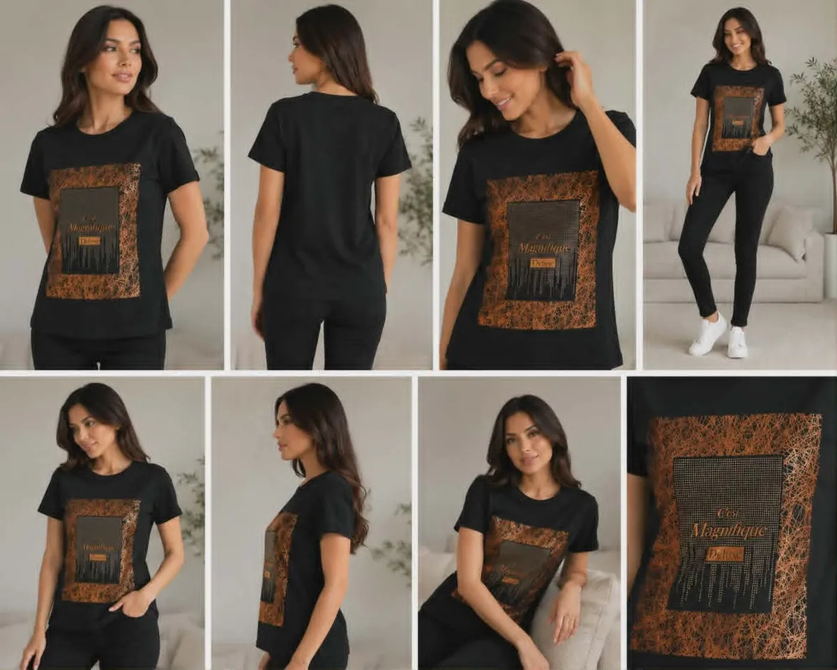 Women's Black Graphic T-Shirt "C'est Magnifique - Image 1
