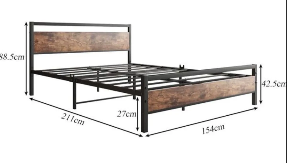 King Size Bed Frame with Headboard,Metal Bed Frame - Image 3