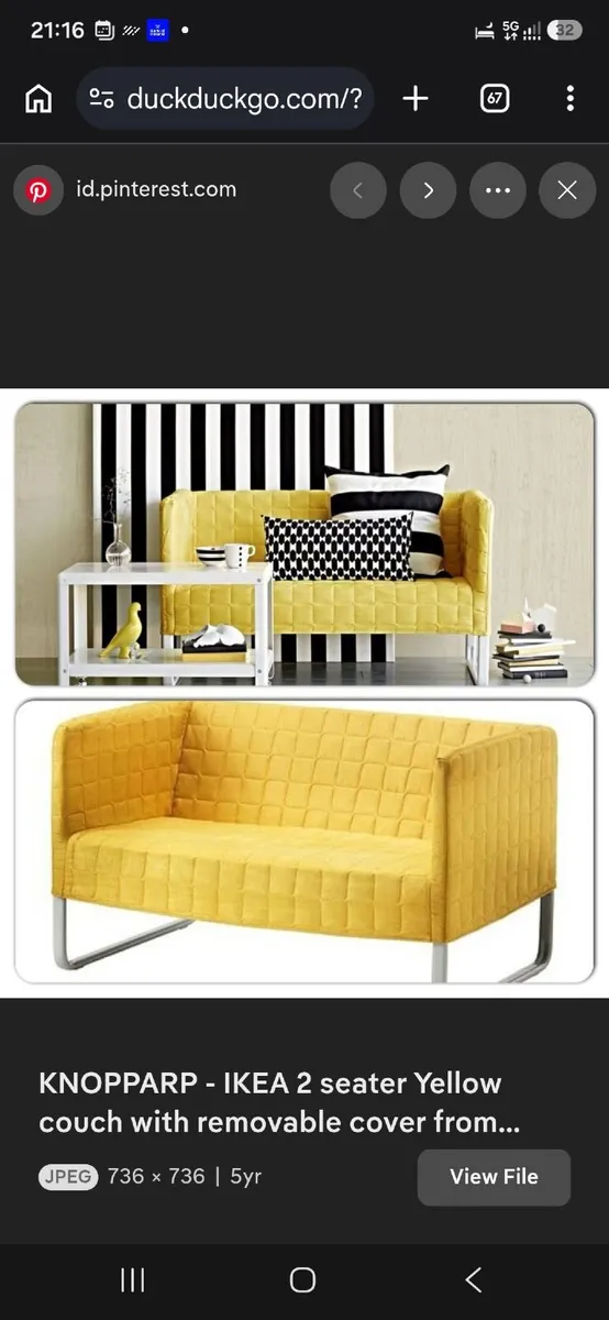 Ikea yellow sofa with removable cover. Metal frame