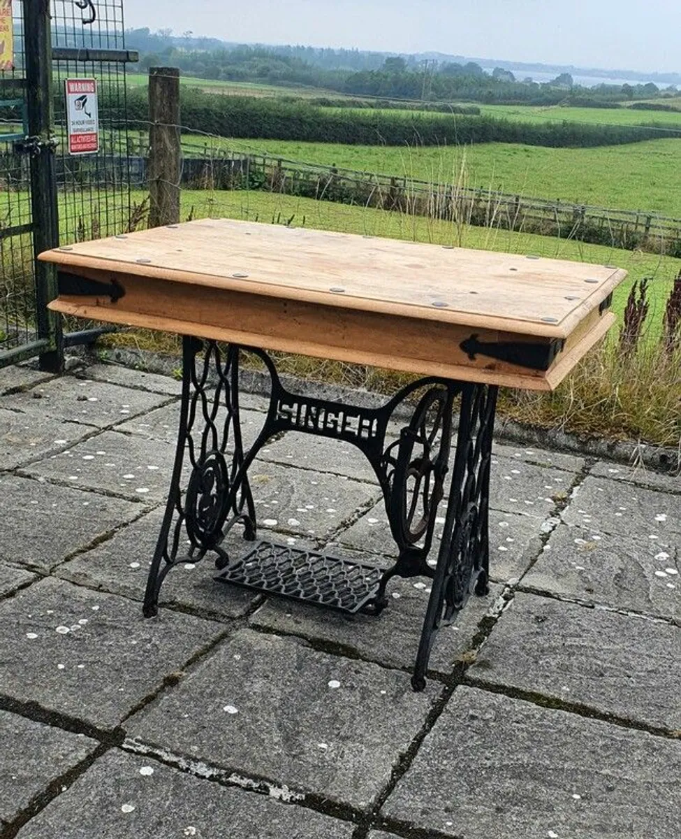 Bespoke unique antique upcycled Singer Sewing Machine Base Table - Image 3