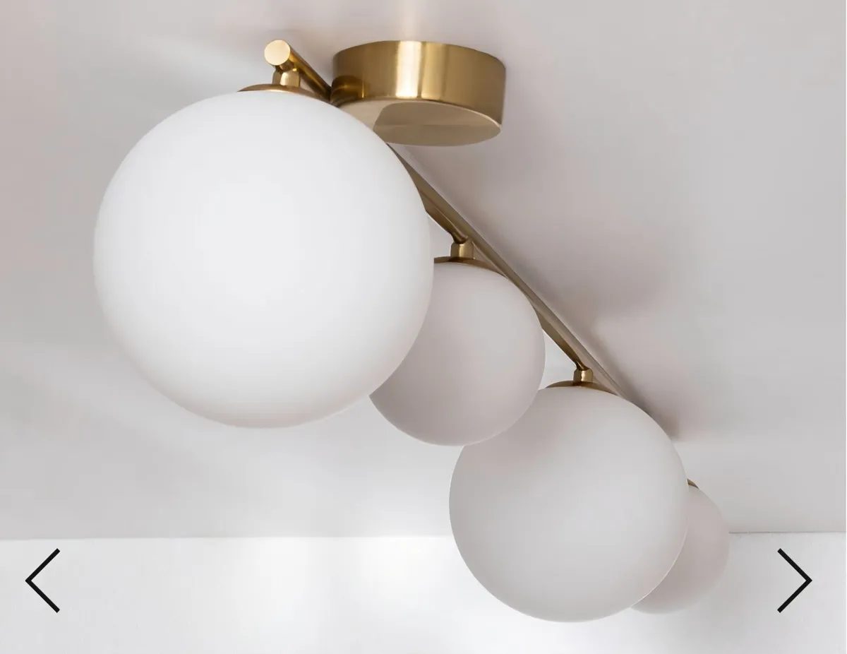 Modern Brass & Frosted Glass Globe Linear Ceiling - Image 1