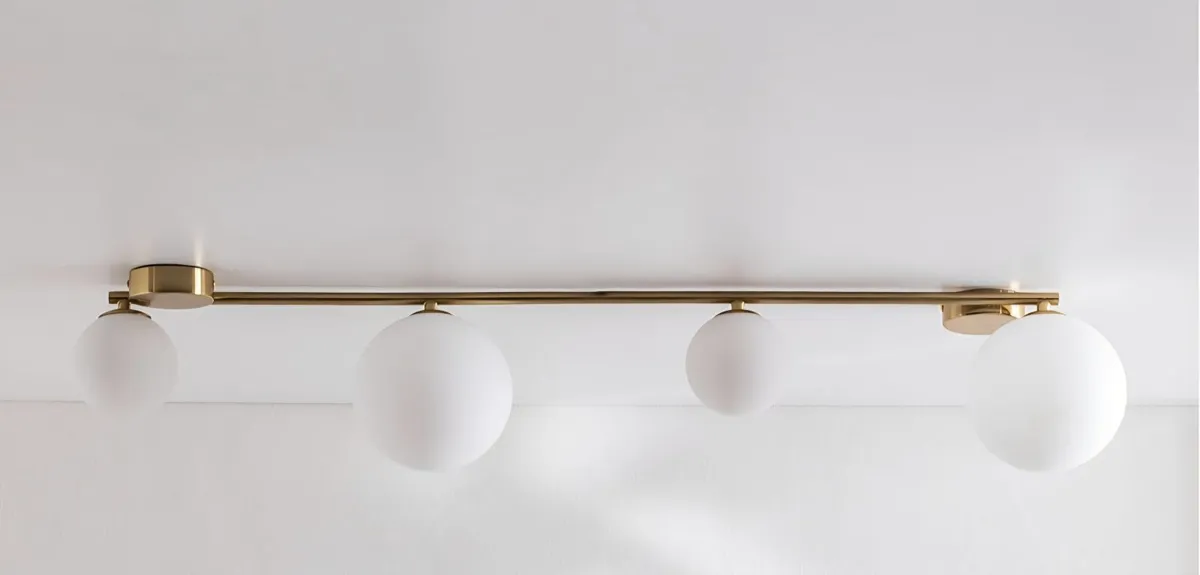 Modern Brass & Frosted Glass Globe Linear Ceiling - Image 2