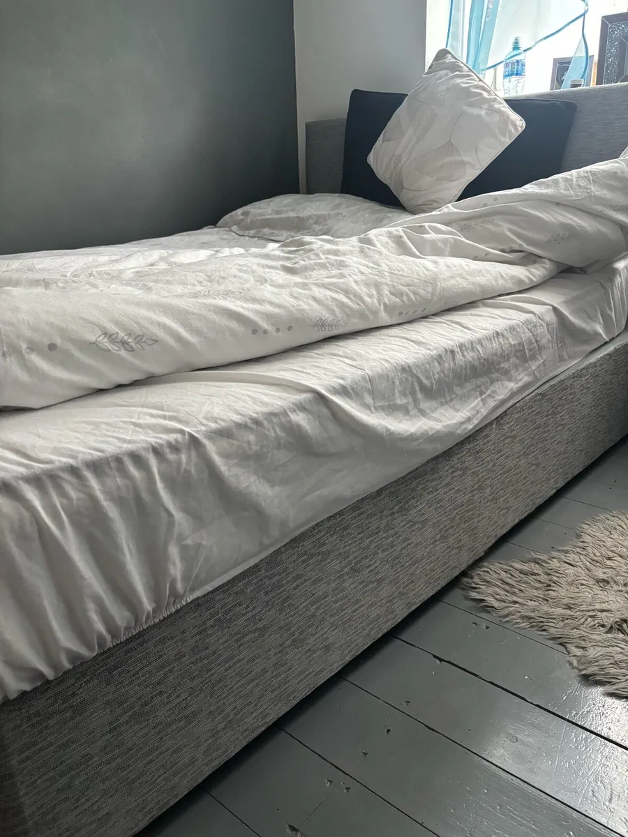 Double bed and mattress- Grey - Image 3