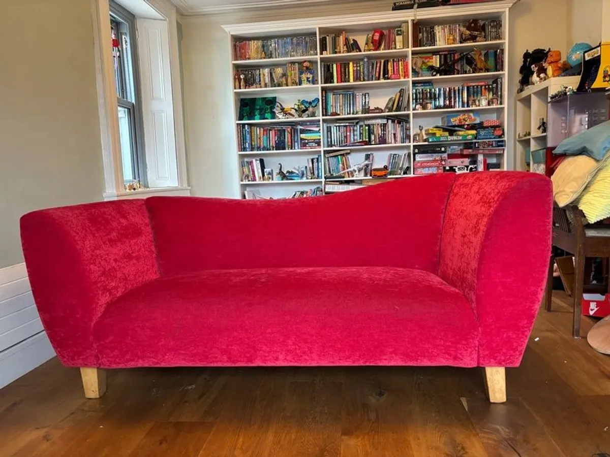 Red 'wave' 3-seater sofa from The Sofa Factory - Image 2