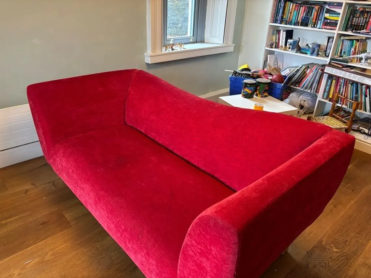 Red 'wave' 3-seater sofa from The Sofa Factory - Image 3