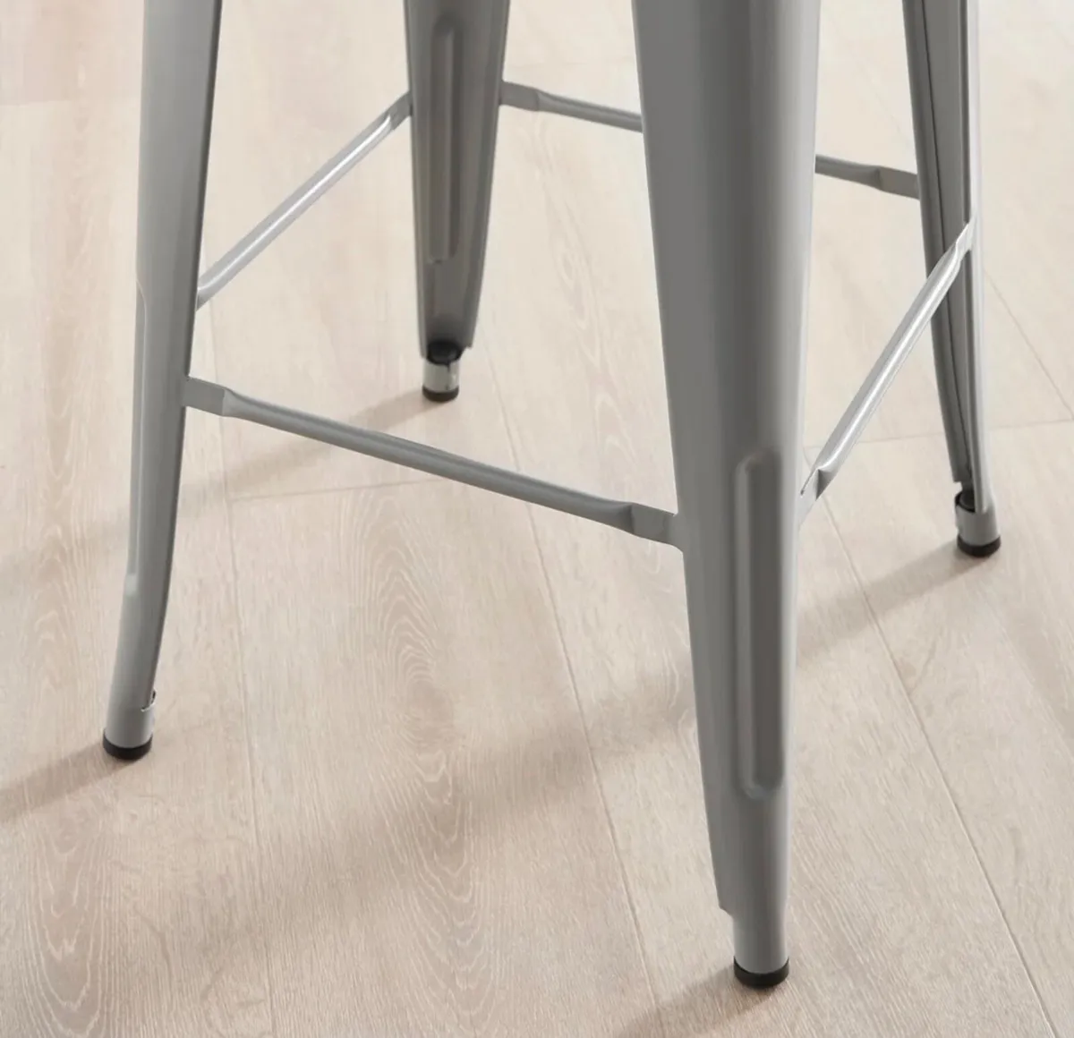 3 Grey / Silver Metal Kitchen Stools - Image 2