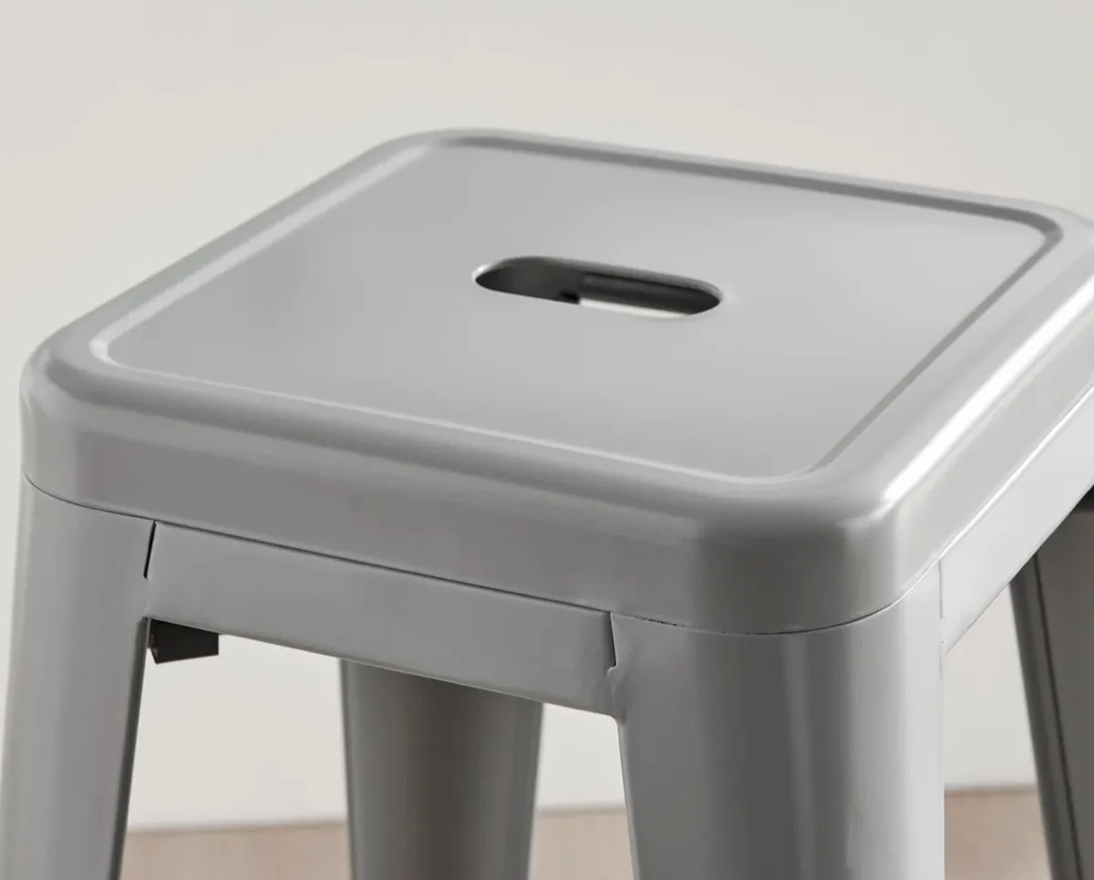 3 Grey / Silver Metal Kitchen Stools - Image 3