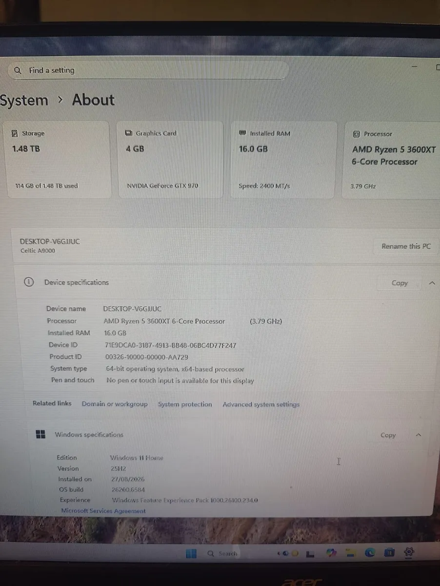 Gaming PC  – Ryzen 5 3600XT, GTX 970, MONITOR 27 - Image 4