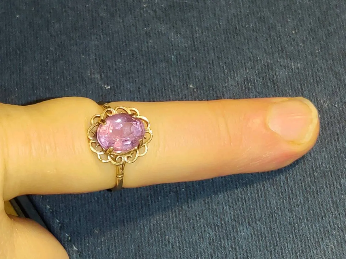 EDWARDIAN AMETHYST, 9CT Gold Huge Dress Ring ! - Image 3