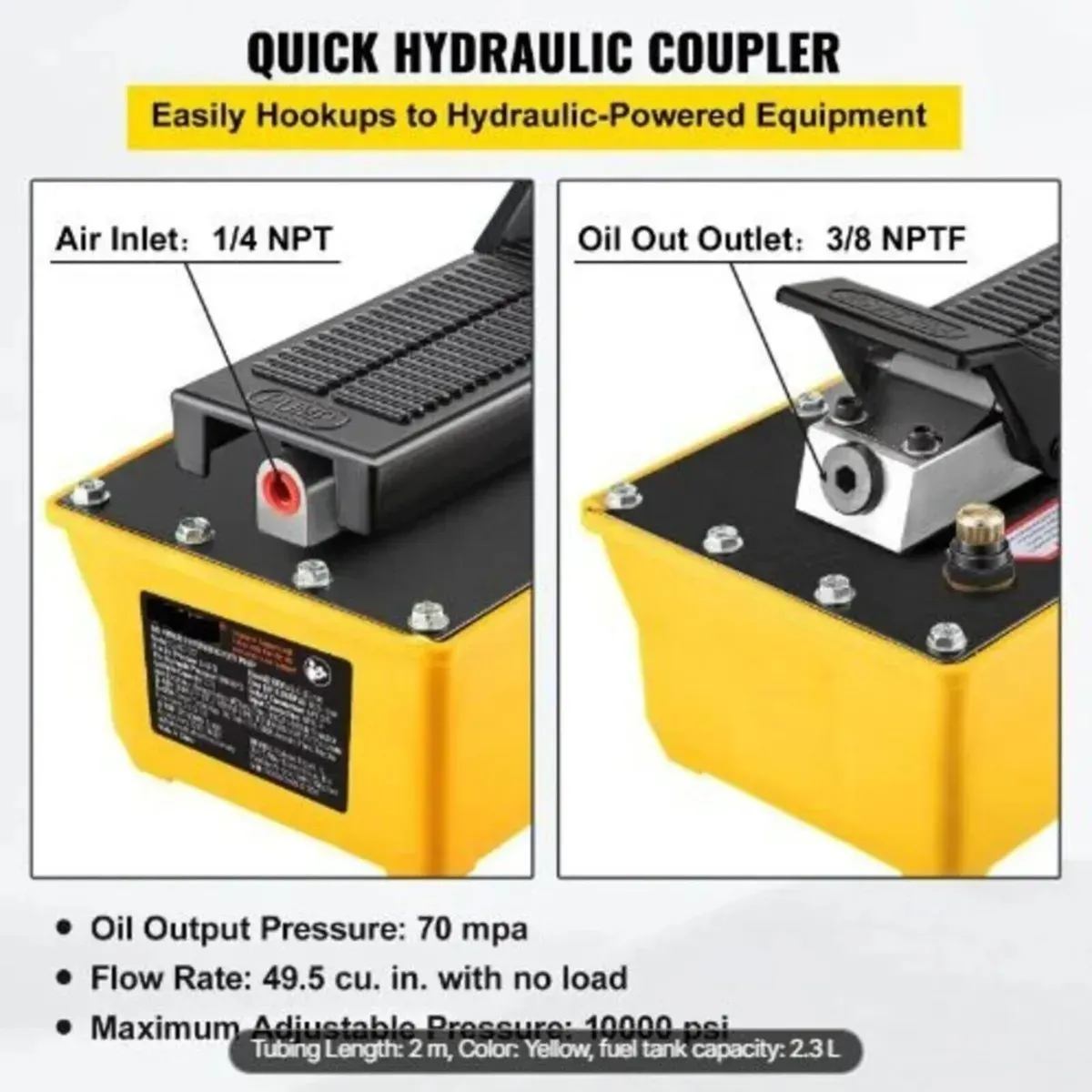 Air Hydraulic Foot Pump 10000 PSI High Pressure - Image 2