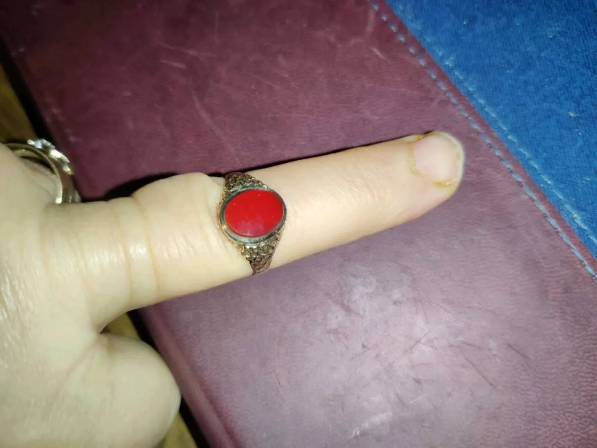 GLITTERY TRELLIS CARNELIAN , 9CT Gold Signet Ring - Image 4