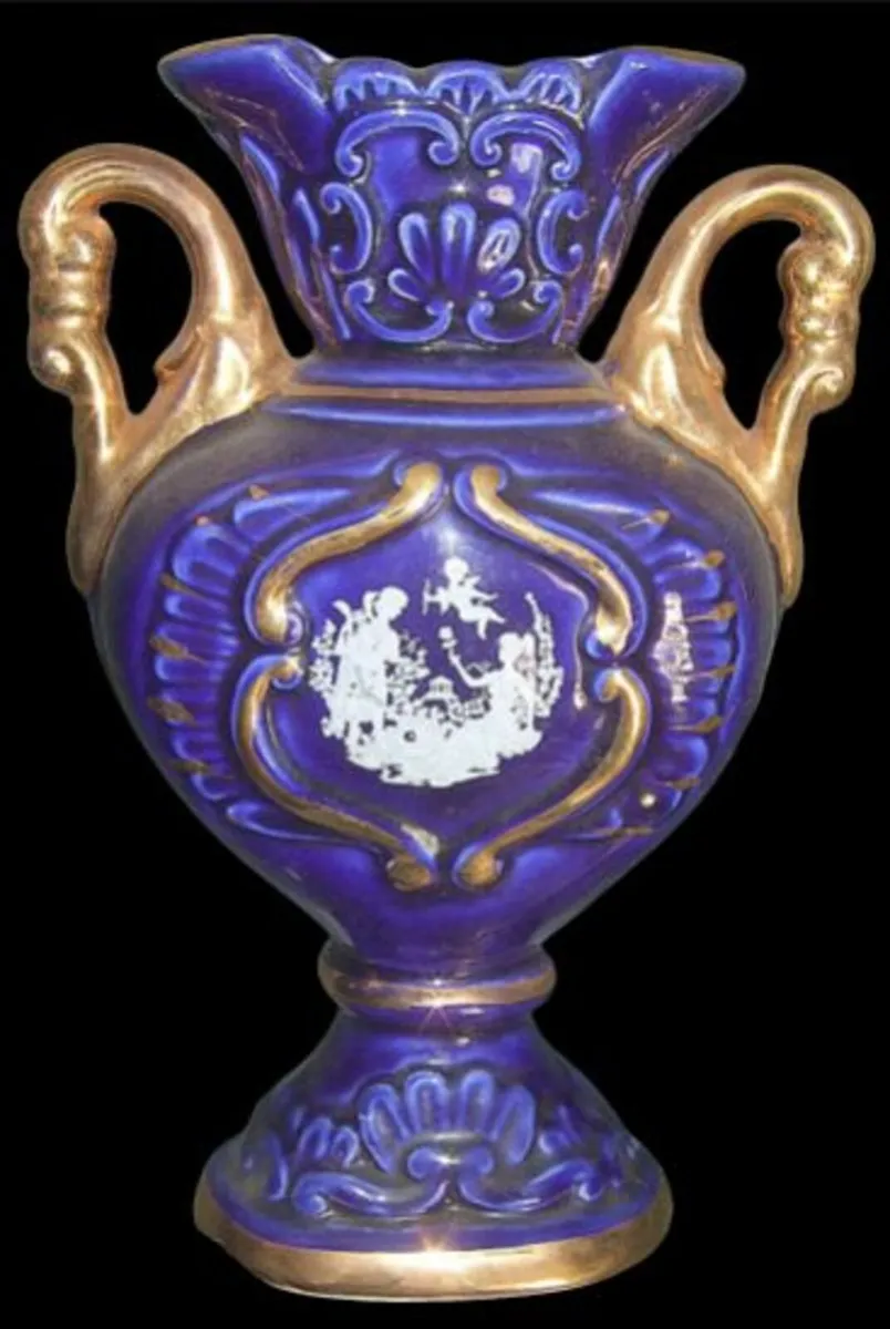 Vintage Italian Cobalt Blue & Gold Urn Vase - Image 4