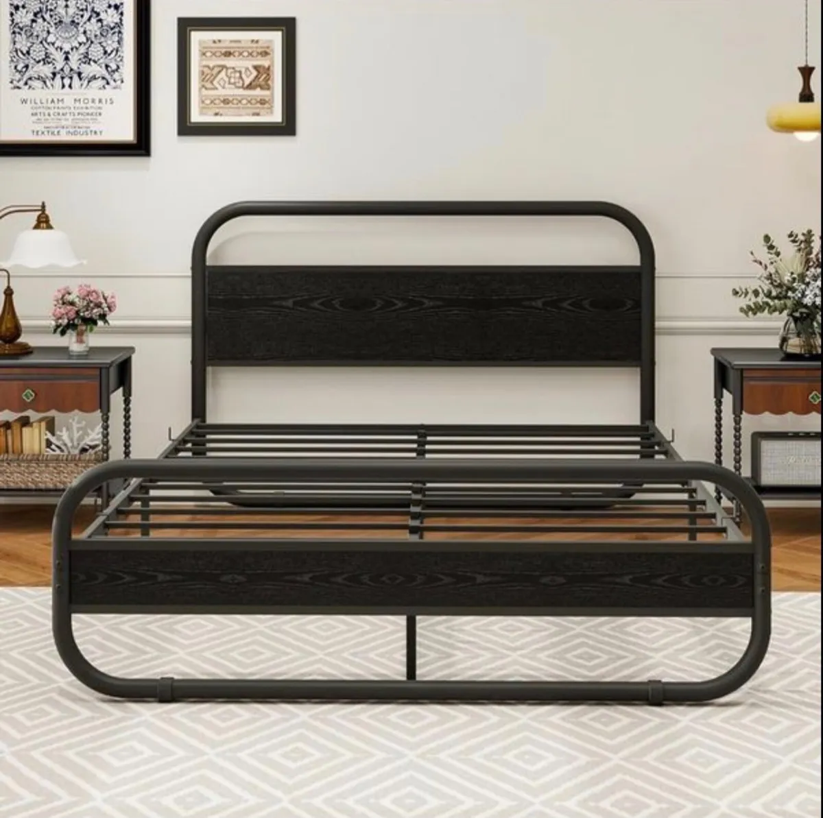 5ft King Size Bed Frame,Metal Platform Bed,Black w - Image 3