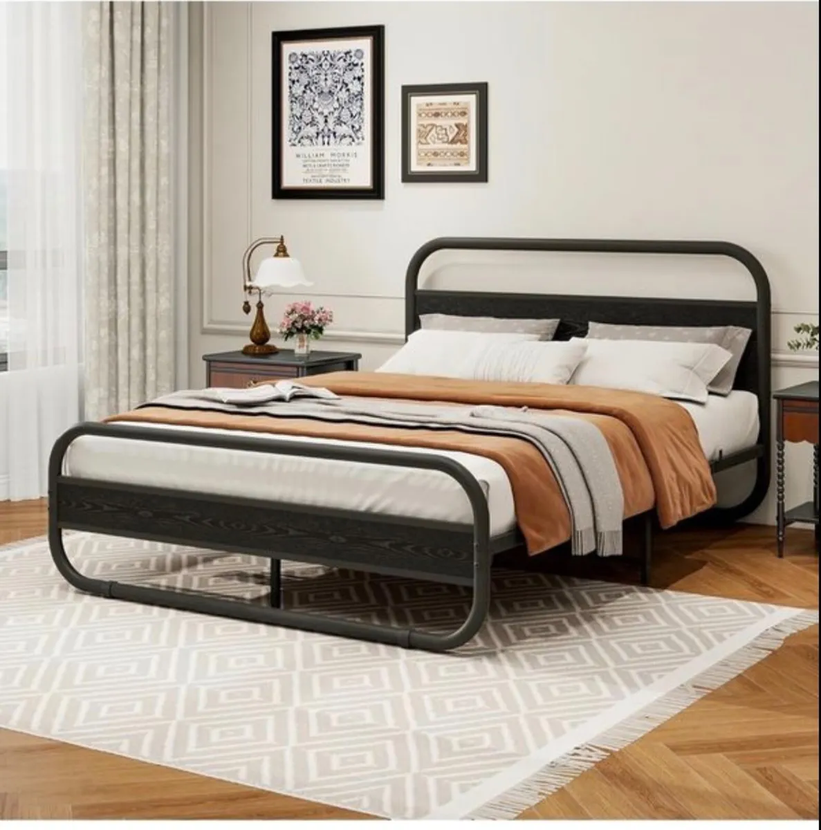 5ft King Size Bed Frame,Metal Platform Bed,Black w - Image 2
