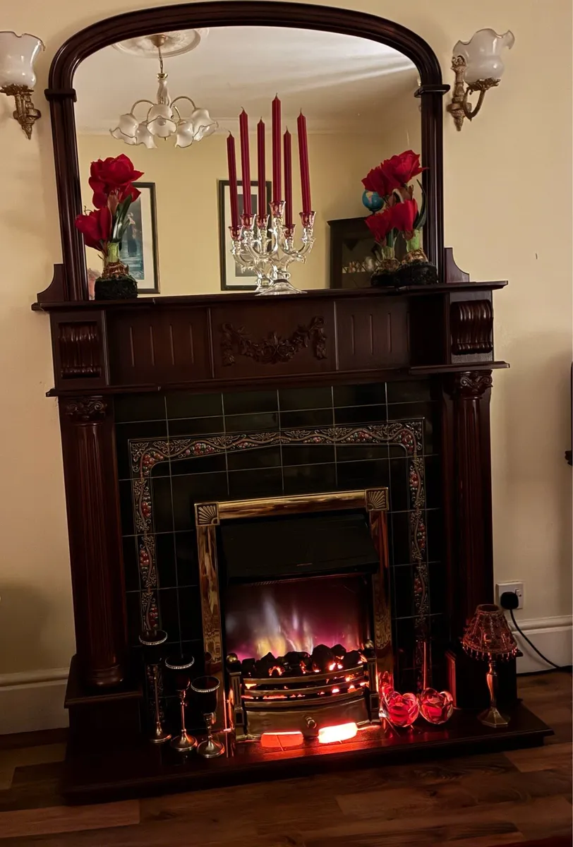 Mahogany effect Surround, Mirror, Fireplace - Image 3