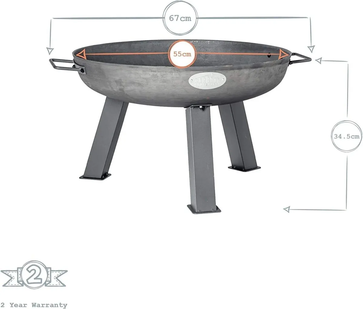 Fire Pit Raw Iron Garden Burner with Handles - Image 4