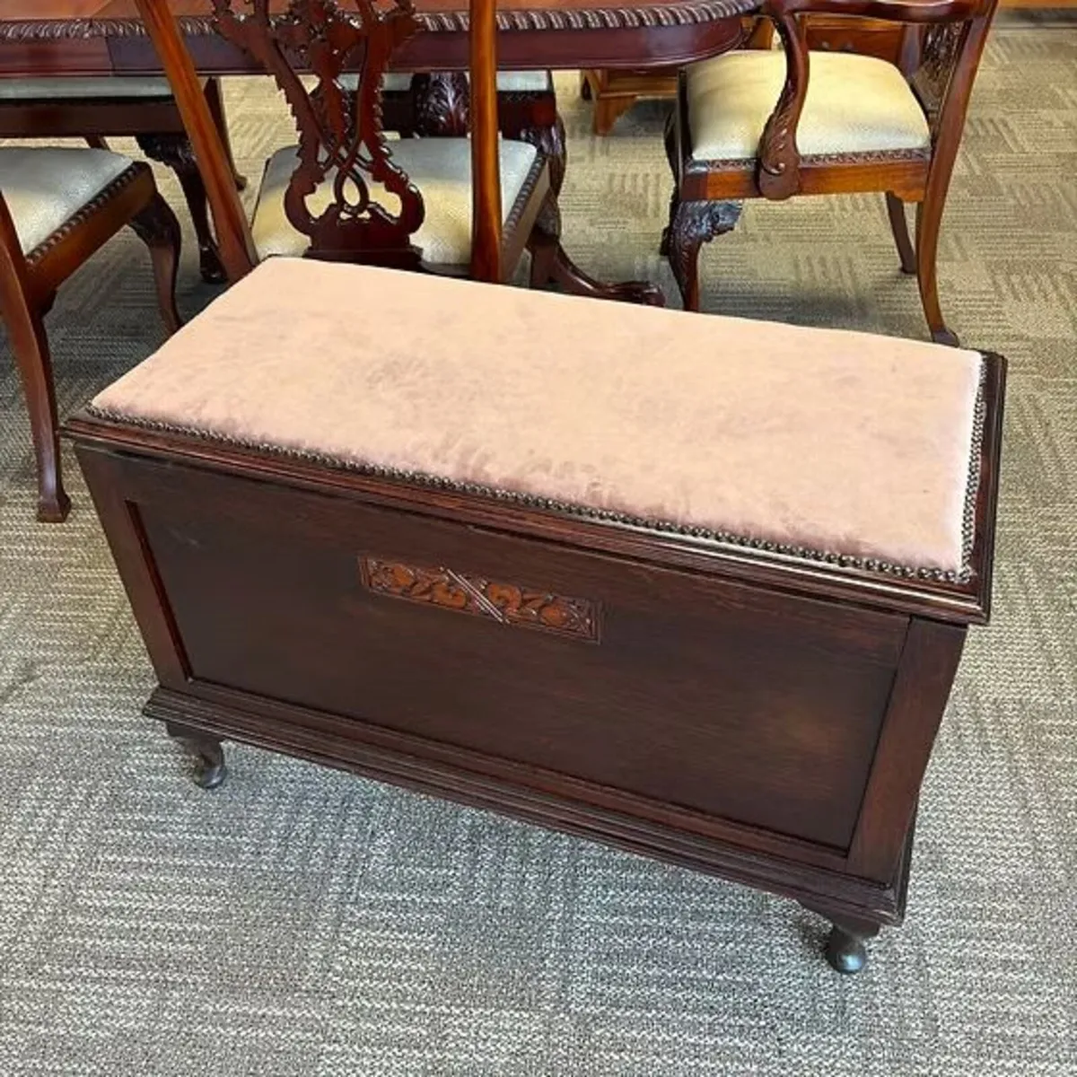 Fabulous oak antique fabric studded edge blanket /