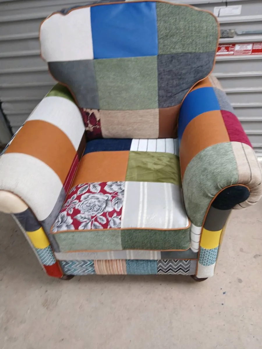 Chear newlereupholster in patch work - Image 1