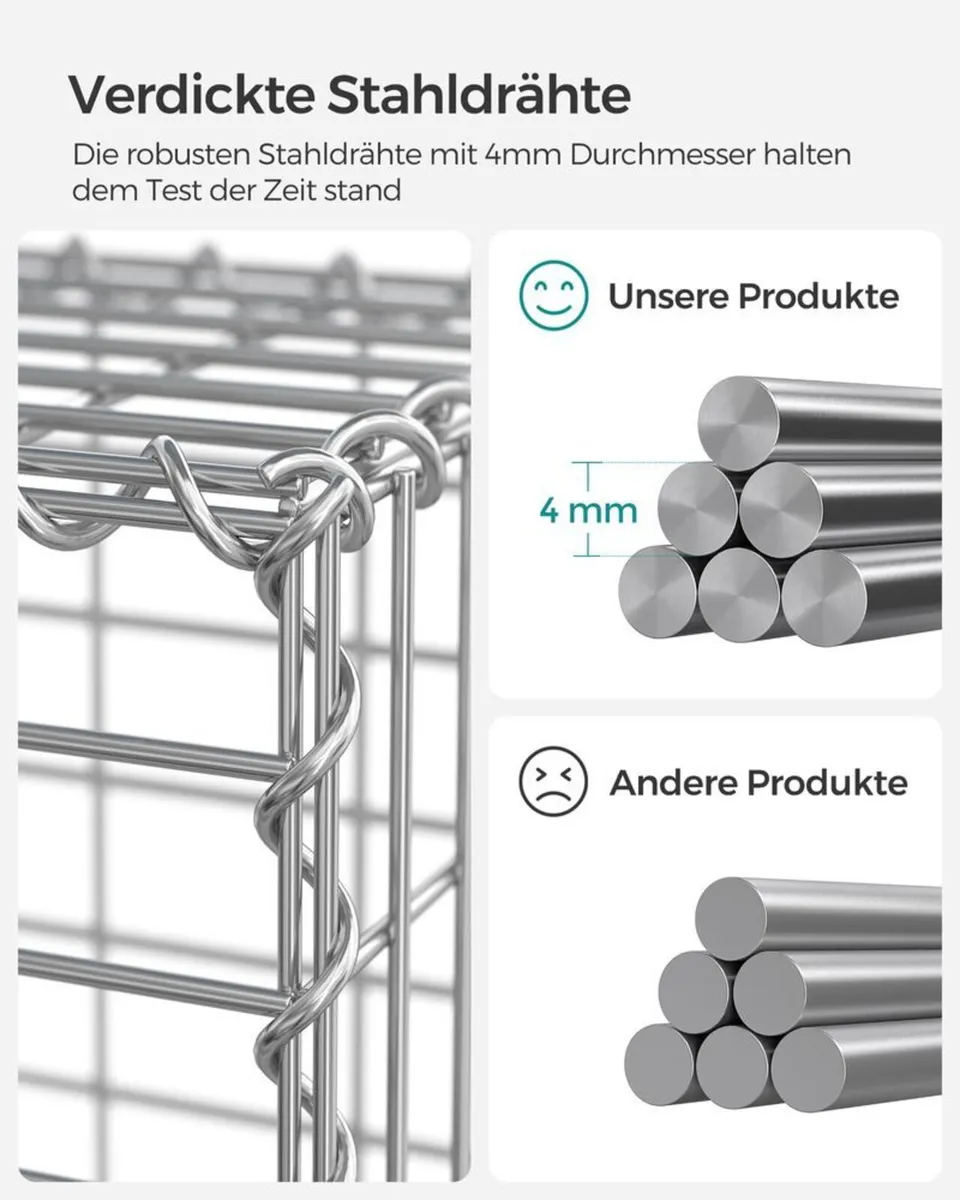 Galvanised Steel Gabion Basket 100 x 80 x 30 cm - Image 3