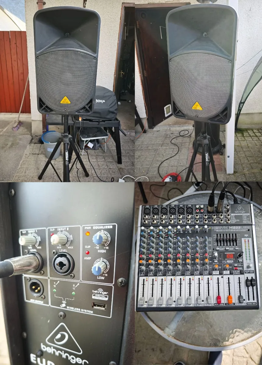2 X Behringer 1000W B115D Powered Sysyem & Mixer - Image 1