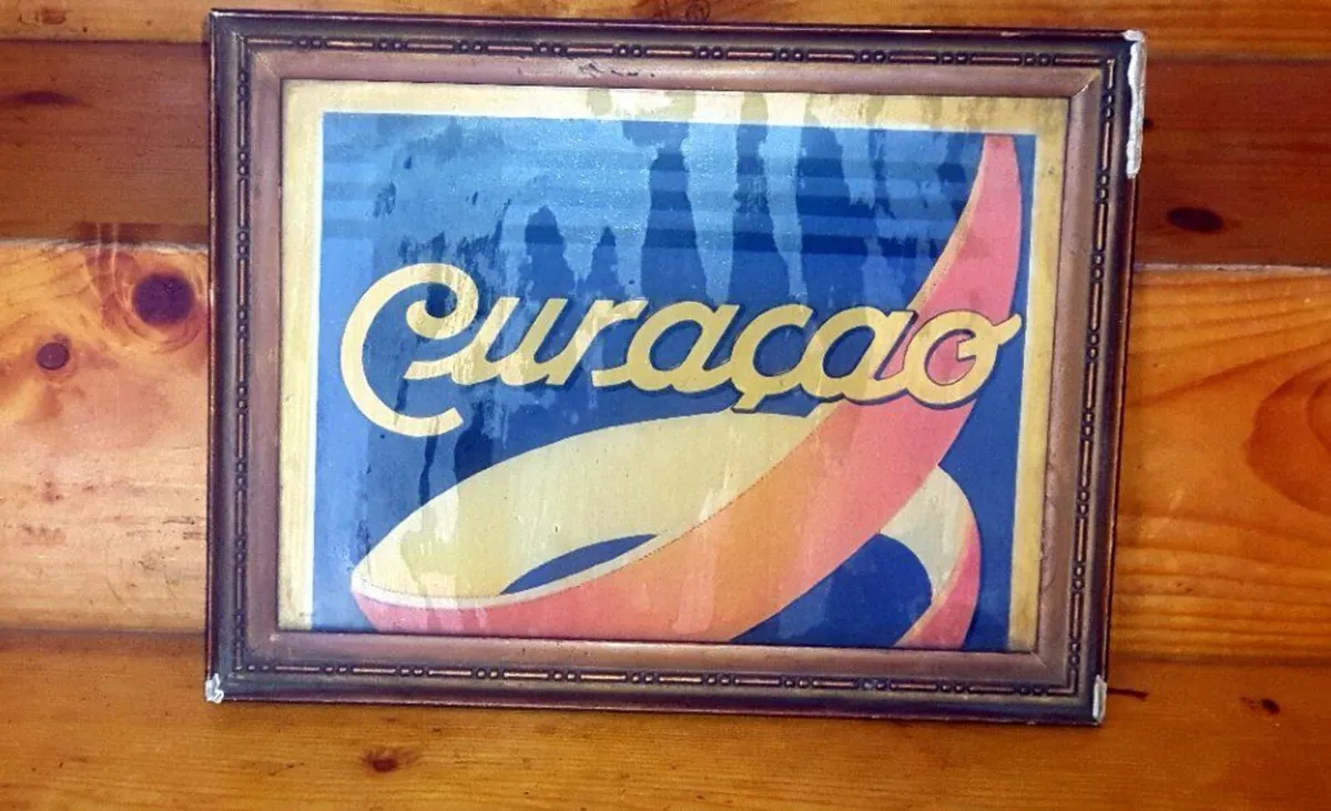 Vintage Framed Curaçao Alcohol Art Print - Image 1