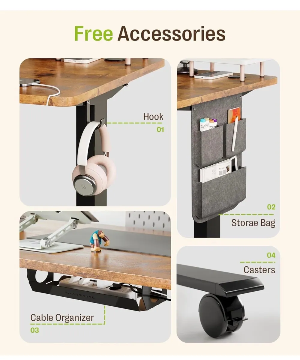 Electric Height Adjustable Standing Desk, 100x60cm - Image 3