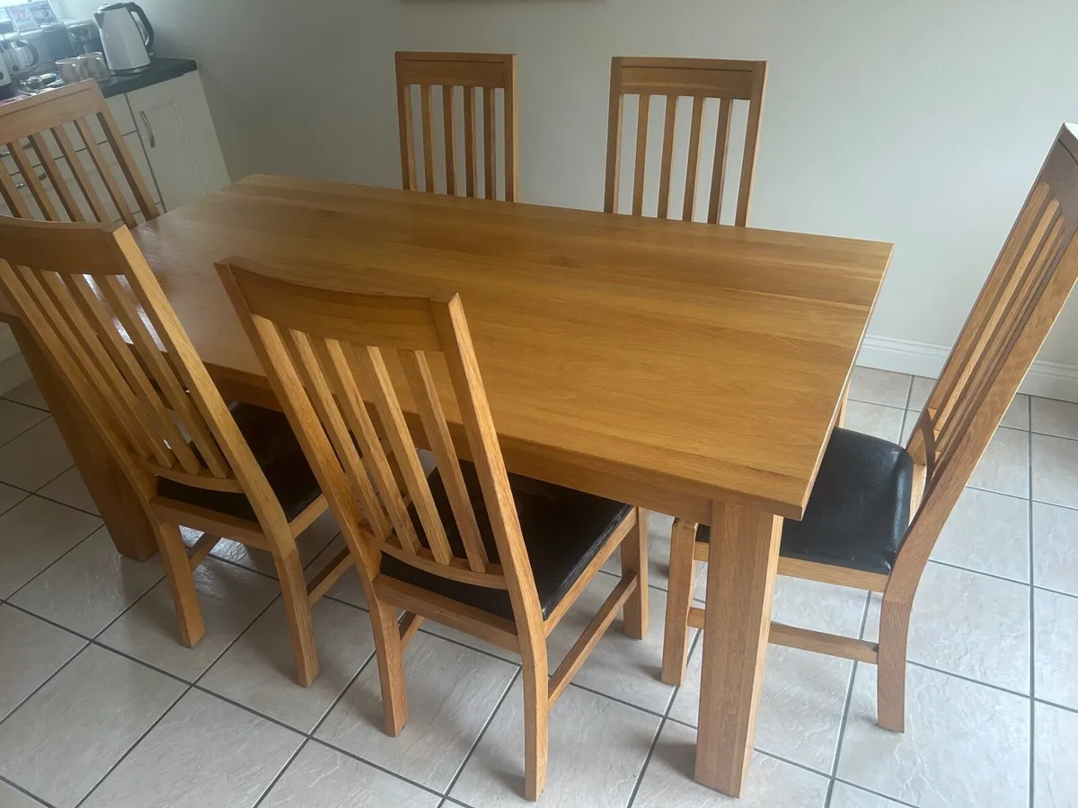 Light Oak Table and Six Chairs - Image 2