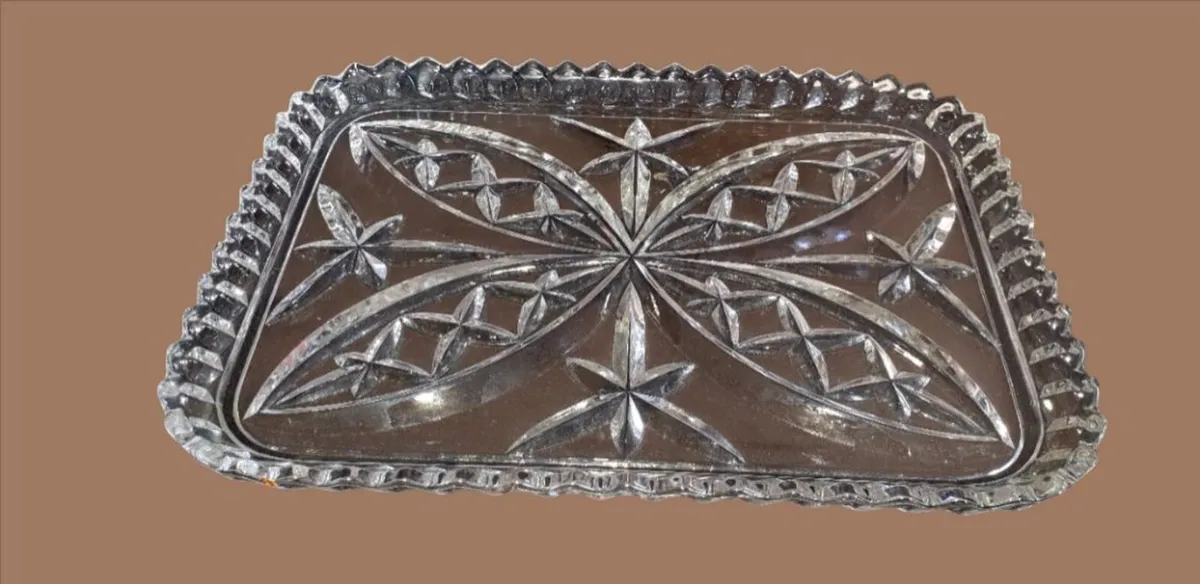 Pristine Vintage Cut Glass Vanity/Serving Tray - Image 3