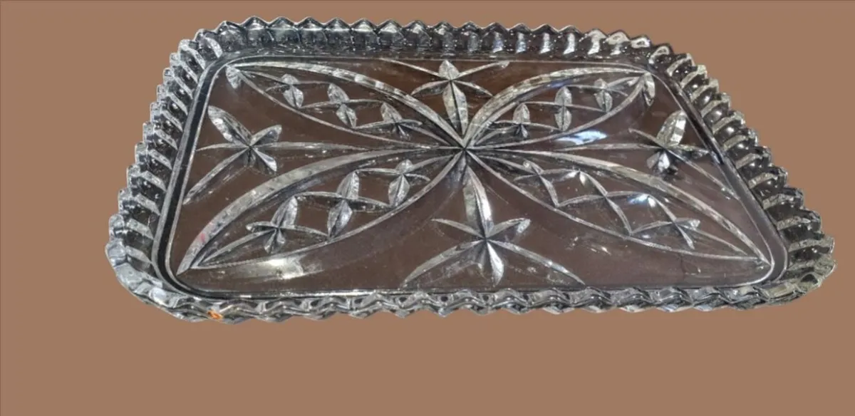 Pristine Vintage Cut Glass Vanity/Serving Tray - Image 4