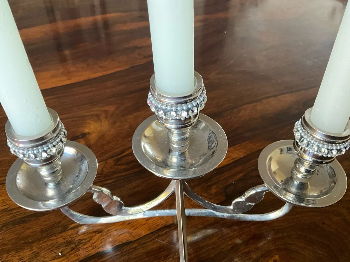 Chrome Candelabra with Rhinestone Decor - Image 2