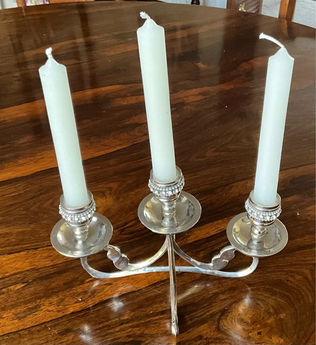 Chrome Candelabra with Rhinestone Decor - Image 3