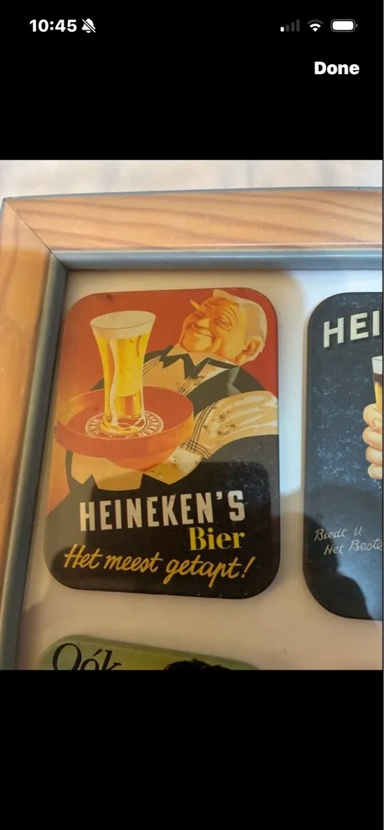 Framed Vintage Heineken Metal Coasters - Image 2