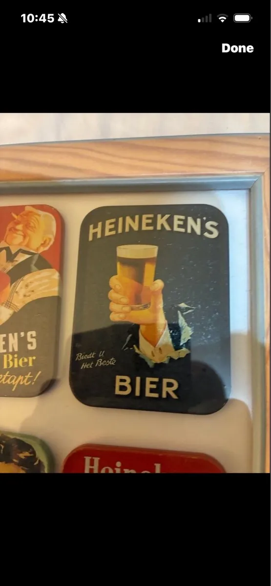 Framed Vintage Heineken Metal Coasters - Image 3