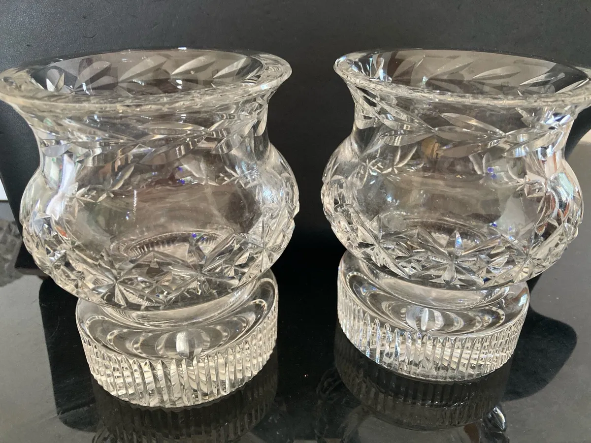 Pr of large Tipperary crystal nightlight holders - Image 1