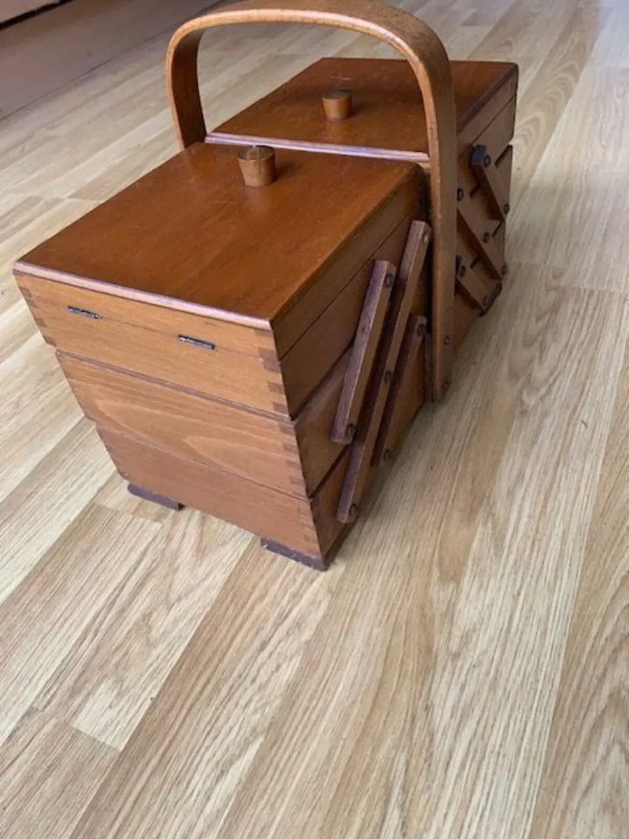 Vintage Cantilevered Sewing Box - Image 2
