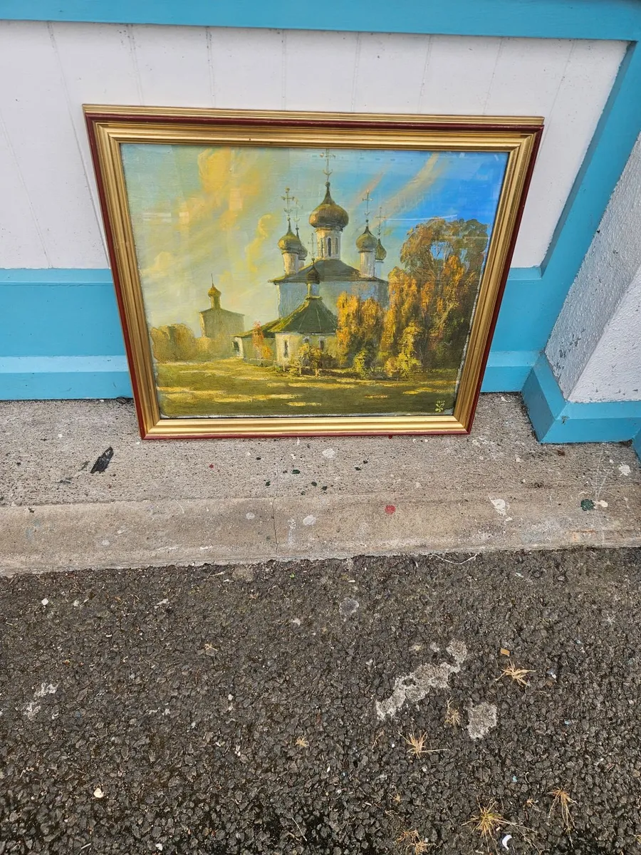 Picture Oil on Canvas Russian Scene - Image 1