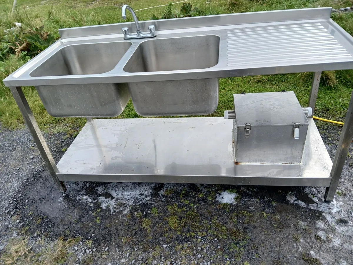 Staneless steel cabbinet double sink unit complete - Image 2