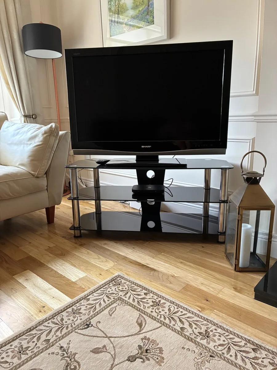 TV Stand, Black Tempered Glass 3 levels - Image 1