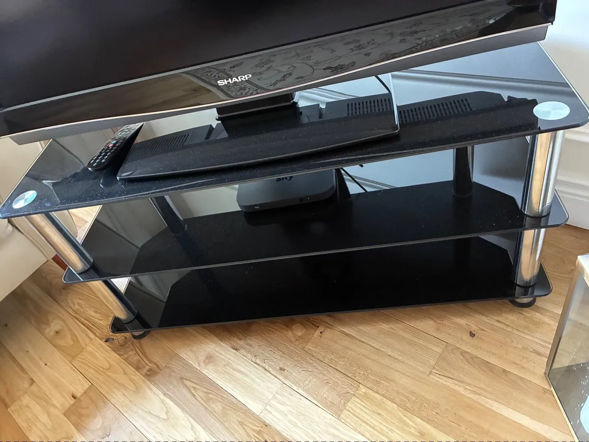 TV Stand, Black Tempered Glass 3 levels - Image 3