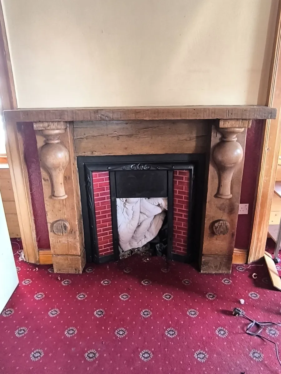 Antique fireplace + Hand Carved Oak surround - Image 1