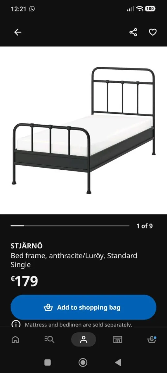 IKEA Single Bed Frame & Mattress - Image 2