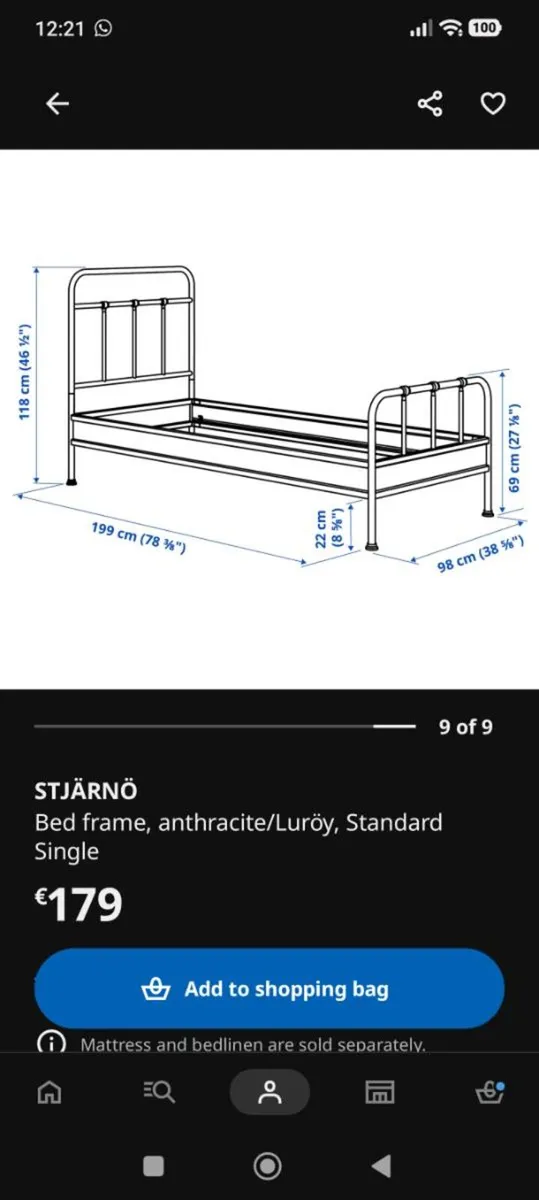 IKEA Single Bed Frame & Mattress - Image 3