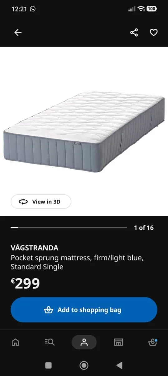 IKEA Single Bed Frame & Mattress - Image 4