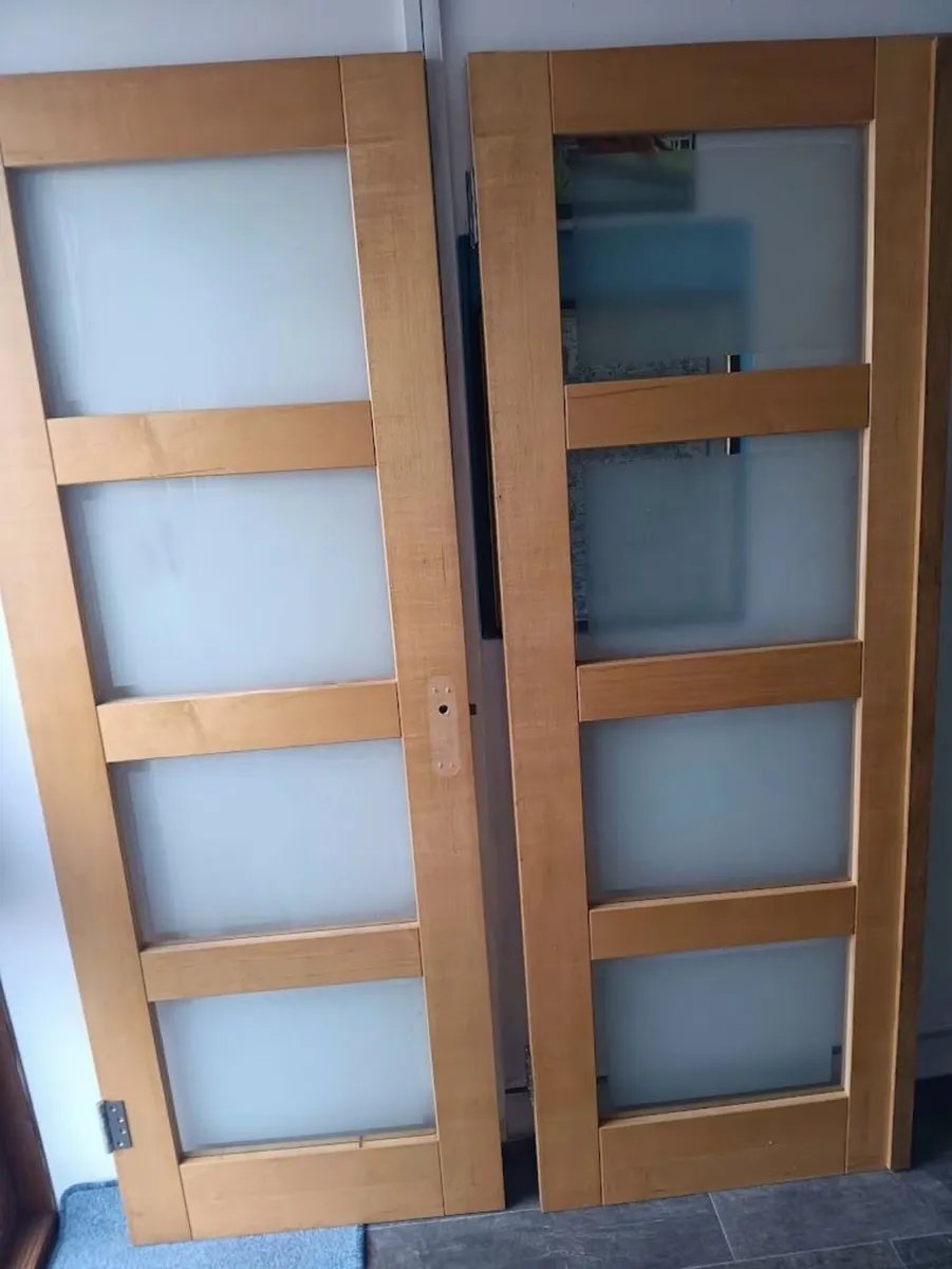Shaker Style Double Doors with Frosted Glass - Image 1