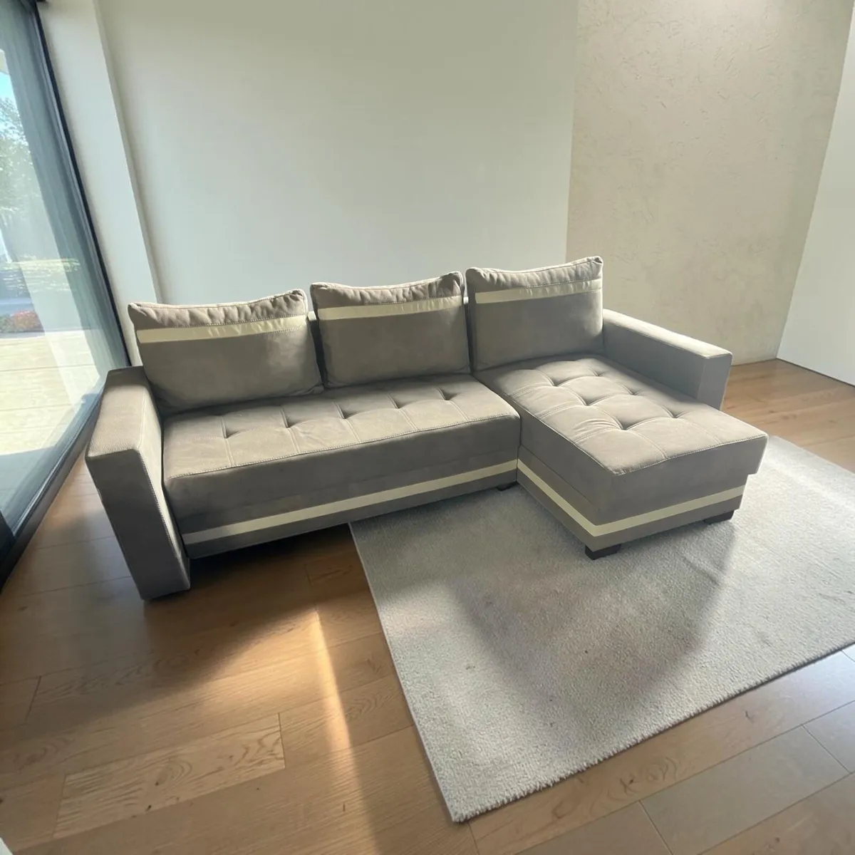 Grey corner sofa bed set couch - Image 1