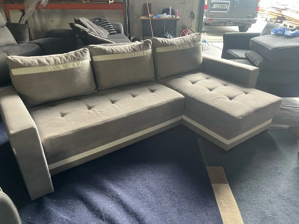 Grey corner sofa bed set couch - Image 2